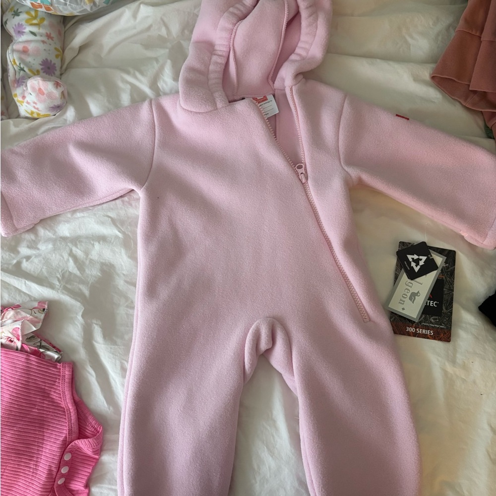 NWT Kids Widgeon Hooded Fleece One-Piece in Light Pink